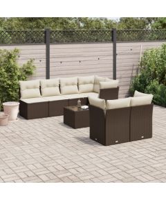 vidaXL 8-cz. zestaw wypoczynkowy do ogrodu, z poduszkami, brązowy Dārza mēbeļu komplekti