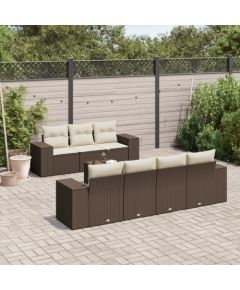 vidaXL 8-cz. zestaw wypoczynkowy do ogrodu, z poduszkami, brązowy Dārza mēbeļu komplekti