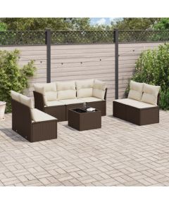 vidaXL 8-cz. zestaw wypoczynkowy do ogrodu, z poduszkami, brązowy Dārza mēbeļu komplekti