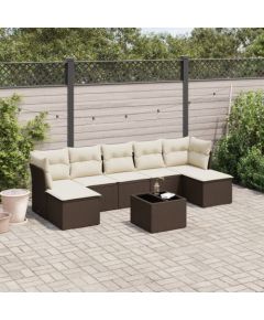 vidaXL 8-cz. zestaw wypoczynkowy do ogrodu, z poduszkami, brązowy Dārza mēbeļu komplekti