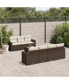 vidaXL 8-cz. zestaw wypoczynkowy do ogrodu, z poduszkami, brązowy Dārza mēbeļu komplekti