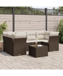 vidaXL 7-cz. zestaw wypoczynkowy do ogrodu, z poduszkami, brązowy Dārza mēbeļu komplekti