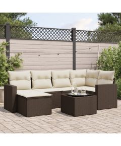 vidaXL 7-cz. zestaw wypoczynkowy do ogrodu, z poduszkami, brązowy Dārza mēbeļu komplekti