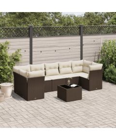 vidaXL 8-cz. zestaw wypoczynkowy do ogrodu, z poduszkami, brązowy Dārza mēbeļu komplekti