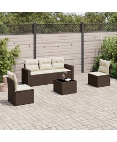 vidaXL 6-cz. zestaw wypoczynkowy do ogrodu, z poduszkami, brązowy Dārza mēbeļu komplekti