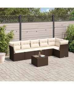 vidaXL 7-cz. zestaw wypoczynkowy do ogrodu, z poduszkami, brązowy Dārza mēbeļu komplekti