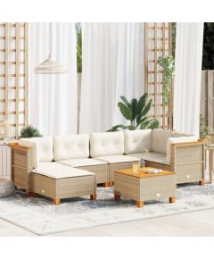 vidaXL 7-cz. zestaw wypoczynkowy do ogrodu, z poduszkami, beżowy Dārza mēbeļu komplekti