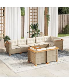 vidaXL 9-cz. zestaw mebli ogrodowych z poduszkami, beżowy, polirattan Dārza mēbeļu komplekti