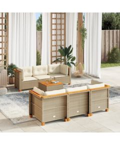 vidaXL 7-cz. zestaw wypoczynkowy do ogrodu, z poduszkami, beżowy Dārza mēbeļu komplekti