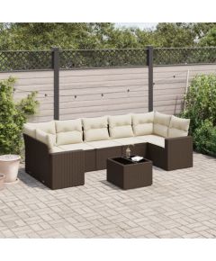 vidaXL 8-cz. zestaw wypoczynkowy do ogrodu, z poduszkami, brązowy Dārza mēbeļu komplekti