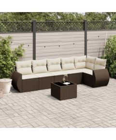 vidaXL 7-cz. zestaw wypoczynkowy do ogrodu, z poduszkami, brązowy Dārza mēbeļu komplekti