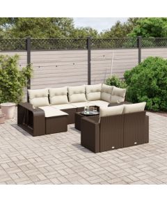 vidaXL 11-cz. zestaw mebli ogrodowych z poduszkami, brązowy, rattan PE Dārza mēbeļu komplekti