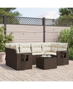 vidaXL 7-cz. zestaw wypoczynkowy do ogrodu, z poduszkami, brązowy Dārza mēbeļu komplekti