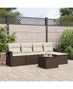 vidaXL 6-cz. zestaw wypoczynkowy do ogrodu, z poduszkami, brązowy Dārza mēbeļu komplekti