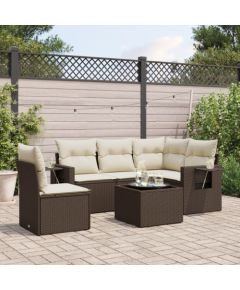 vidaXL 6-cz. zestaw wypoczynkowy do ogrodu, z poduszkami, brązowy Dārza mēbeļu komplekti