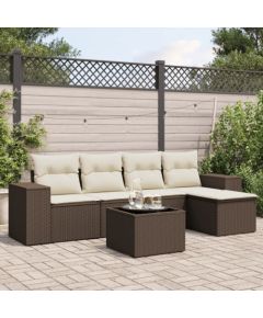 vidaXL 6-cz. zestaw wypoczynkowy do ogrodu, z poduszkami, brązowy Dārza mēbeļu komplekti