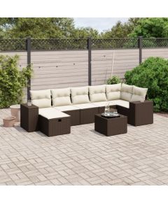 vidaXL 8-cz. zestaw wypoczynkowy do ogrodu, z poduszkami, brązowy Dārza mēbeļu komplekti