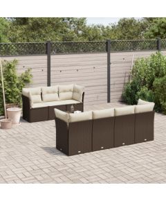 vidaXL 8-cz. zestaw wypoczynkowy do ogrodu, z poduszkami, brązowy Dārza mēbeļu komplekti