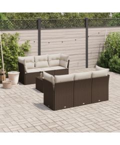 vidaXL 7-cz. zestaw wypoczynkowy do ogrodu, z poduszkami, brązowy Dārza mēbeļu komplekti