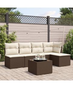 vidaXL 6-cz. zestaw wypoczynkowy do ogrodu, z poduszkami, brązowy Dārza mēbeļu komplekti