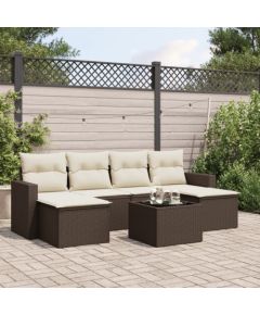 vidaXL 7-cz. zestaw wypoczynkowy do ogrodu, z poduszkami, brązowy Dārza mēbeļu komplekti