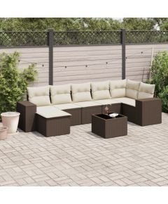 vidaXL 8-cz. zestaw wypoczynkowy do ogrodu, z poduszkami, brązowy Dārza mēbeļu komplekti