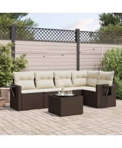 vidaXL 6-cz. zestaw wypoczynkowy do ogrodu, z poduszkami, brązowy Dārza mēbeļu komplekti