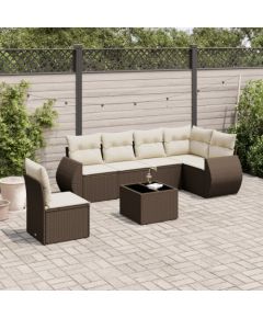 vidaXL 7-cz. zestaw wypoczynkowy do ogrodu, z poduszkami, brązowy Dārza mēbeļu komplekti