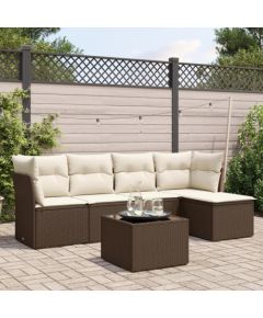 vidaXL 6-cz. zestaw wypoczynkowy do ogrodu, z poduszkami, brązowy Dārza mēbeļu komplekti