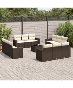 vidaXL 13-cz. zestaw mebli ogrodowych z poduszkami, brązowy polirattan Dārza mēbeļu komplekti