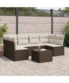 vidaXL 7-cz. zestaw wypoczynkowy do ogrodu, z poduszkami, brązowy Dārza mēbeļu komplekti