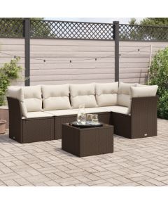 vidaXL 6-cz. zestaw wypoczynkowy do ogrodu, z poduszkami, brązowy Dārza mēbeļu komplekti