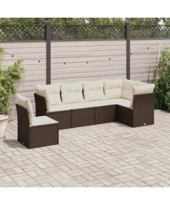 vidaXL 7-cz. zestaw wypoczynkowy do ogrodu, z poduszkami, brązowy Dārza mēbeļu komplekti