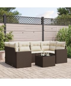 vidaXL 7-cz. zestaw wypoczynkowy do ogrodu, z poduszkami, brązowy Dārza mēbeļu komplekti