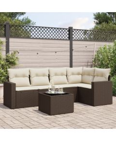 vidaXL 6-cz. zestaw wypoczynkowy do ogrodu, z poduszkami, brązowy Dārza mēbeļu komplekti