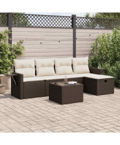 vidaXL 6-cz. zestaw wypoczynkowy do ogrodu, z poduszkami, brązowy Dārza mēbeļu komplekti