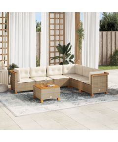 vidaXL 7-cz. zestaw wypoczynkowy do ogrodu, z poduszkami, beżowy Dārza mēbeļu komplekti