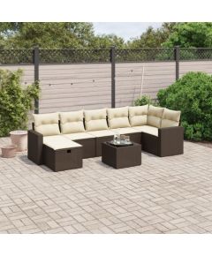 vidaXL 8-cz. zestaw wypoczynkowy do ogrodu, z poduszkami, brązowy Dārza mēbeļu komplekti