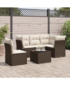 vidaXL 6-cz. zestaw wypoczynkowy do ogrodu, z poduszkami, brązowy Dārza mēbeļu komplekti