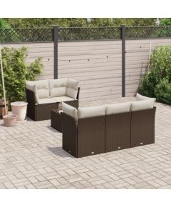 vidaXL 6-cz. zestaw wypoczynkowy do ogrodu, z poduszkami, brązowy Dārza mēbeļu komplekti