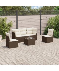 vidaXL 6-cz. zestaw wypoczynkowy do ogrodu, z poduszkami, brązowy Dārza mēbeļu komplekti