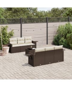 vidaXL 7-cz. zestaw wypoczynkowy do ogrodu, z poduszkami, brązowy Dārza mēbeļu komplekti