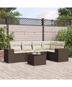 vidaXL 6-cz. zestaw wypoczynkowy do ogrodu, z poduszkami, brązowy Dārza mēbeļu komplekti