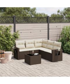 vidaXL 6-cz. zestaw wypoczynkowy do ogrodu, z poduszkami, brązowy Dārza mēbeļu komplekti