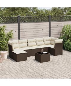 vidaXL 8-cz. zestaw wypoczynkowy do ogrodu, z poduszkami, brązowy Dārza mēbeļu komplekti