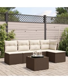 vidaXL 6-cz. zestaw wypoczynkowy do ogrodu, z poduszkami, brązowy Dārza mēbeļu komplekti