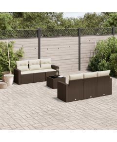 vidaXL 7-cz. zestaw wypoczynkowy do ogrodu, z poduszkami, brązowy Dārza mēbeļu komplekti