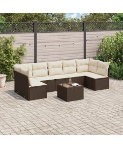 vidaXL 8-cz. zestaw wypoczynkowy do ogrodu, z poduszkami, brązowy Dārza mēbeļu komplekti