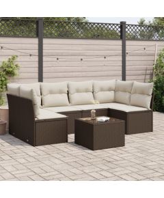 vidaXL 7-cz. zestaw wypoczynkowy do ogrodu, z poduszkami, brązowy Dārza mēbeļu komplekti