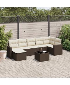 vidaXL 8-cz. zestaw wypoczynkowy do ogrodu, z poduszkami, brązowy Dārza mēbeļu komplekti